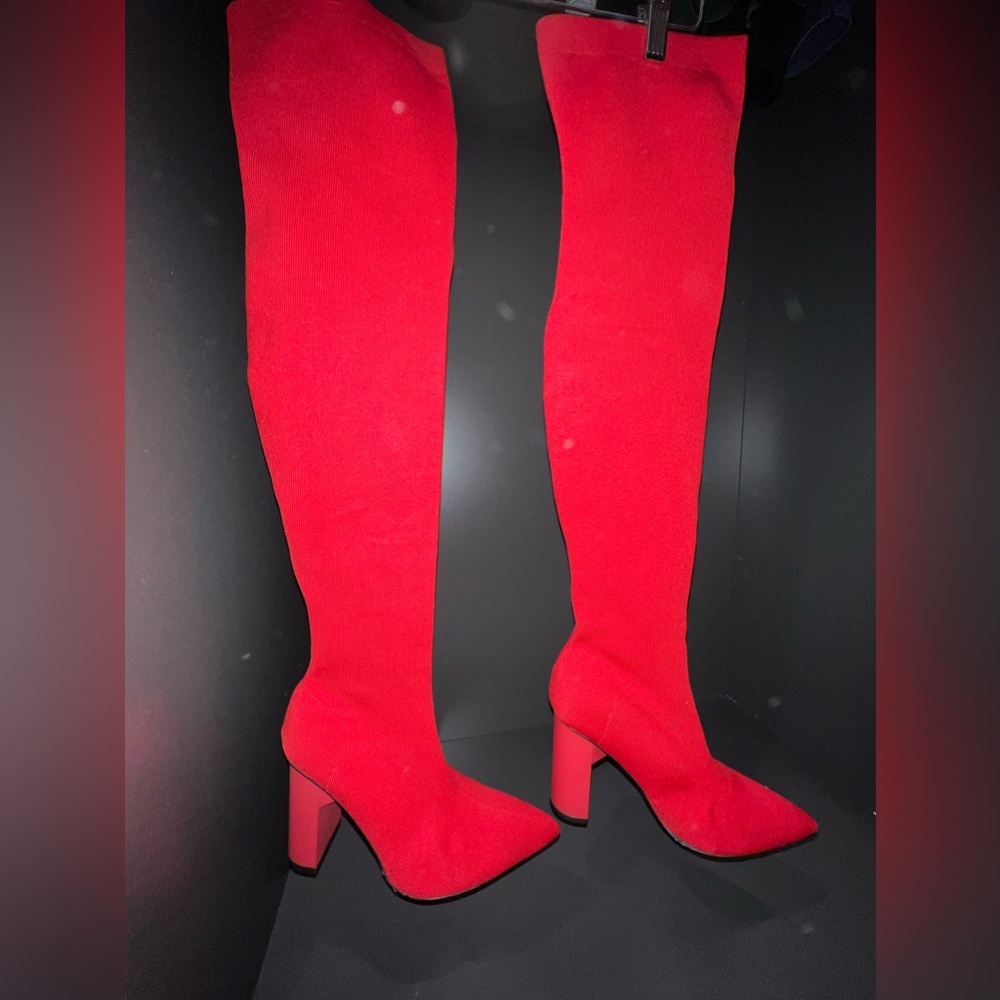 Zara over the knee red boots